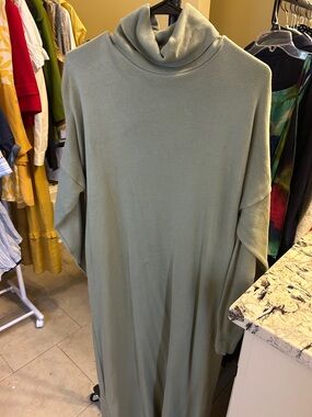 Joan Vass Sage Green Long Sleeve Turtleneck Dress